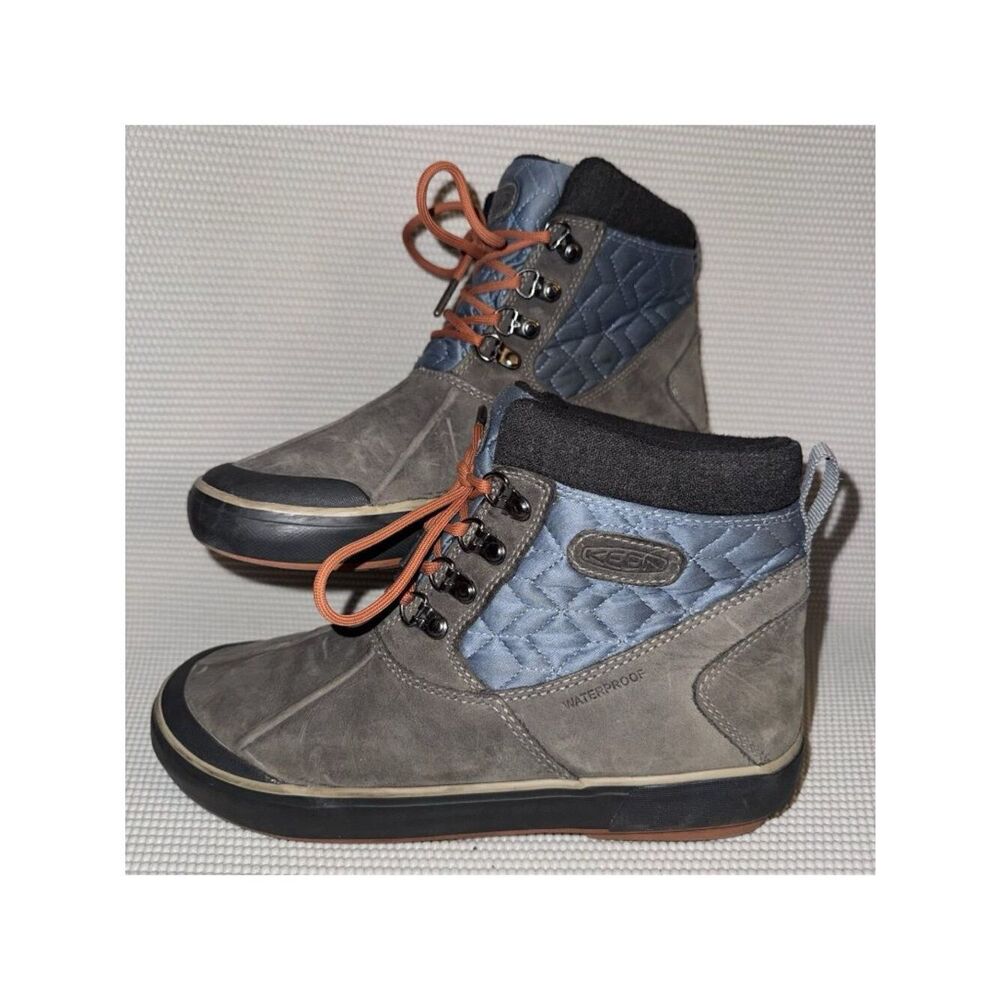 Keen Elsa II Gray Blue Ankle Quilted Waterproof Outdoor Work Boot Women's Size 9